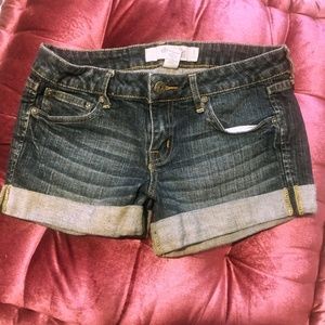 Dark Wash Denim Shorts Rolled Bottom No distress